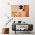 WOMAN, CAT AND EXTRA BROWN Peel and Stick Horizontal Poster