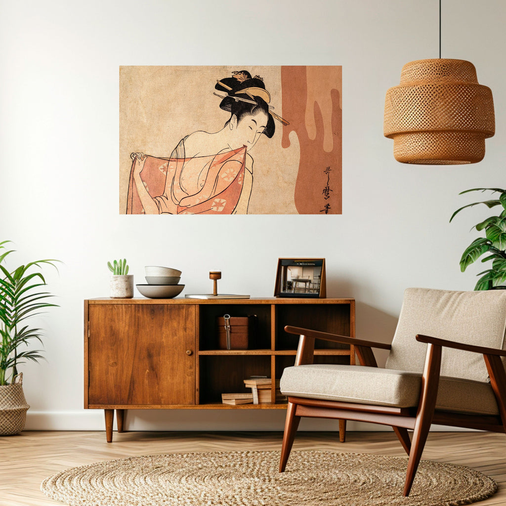 WOMAN, CAT AND EXTRA BROWN Peel and Stick Horizontal Poster