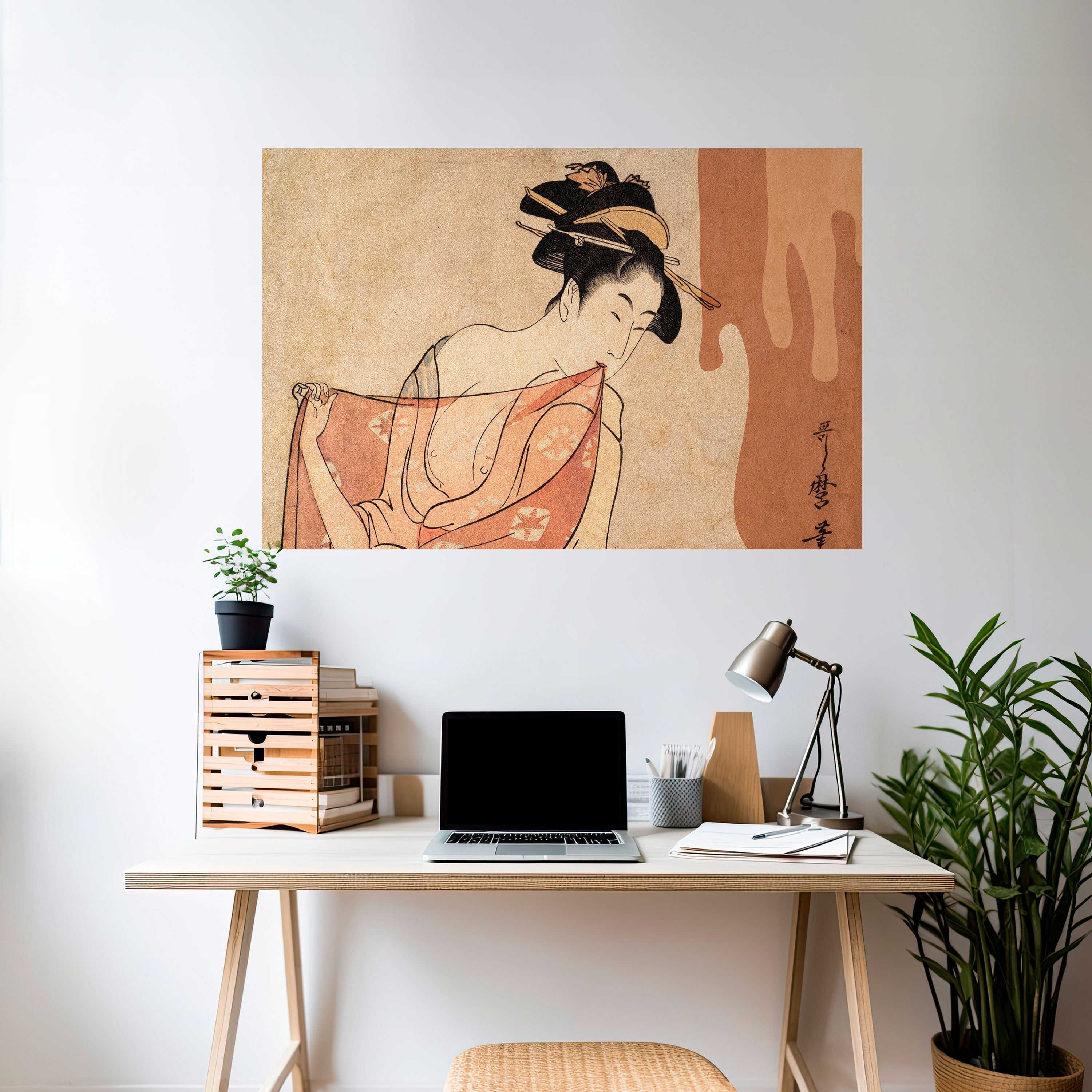 WOMAN, CAT AND EXTRA BROWN Peel and Stick Horizontal Poster