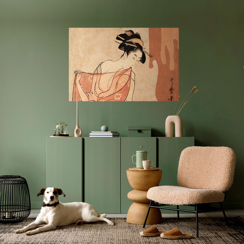 WOMAN, CAT AND EXTRA BROWN Peel and Stick Horizontal Poster