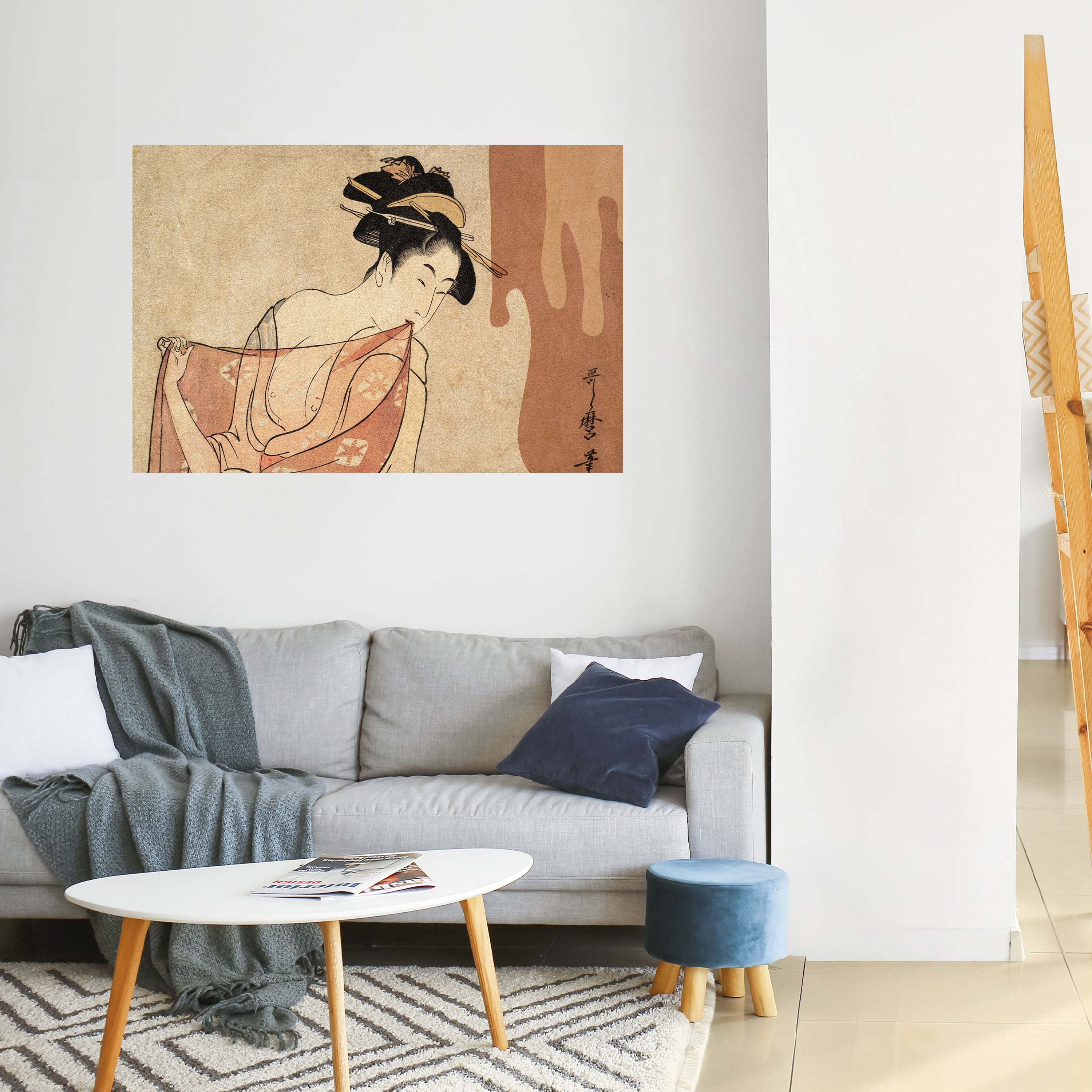 WOMAN, CAT AND EXTRA BROWN Peel and Stick Horizontal Poster