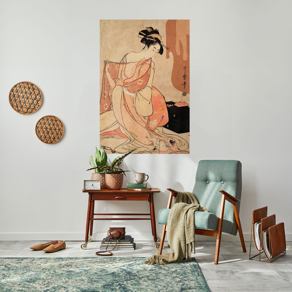 WOMAN, CAT AND EXTRA BROWN Peel and Stick Vertical Poster