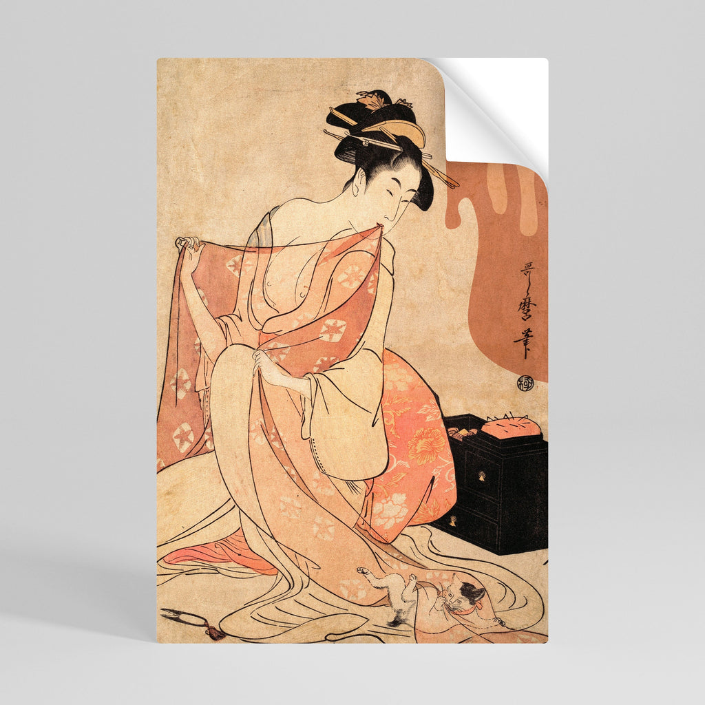 WOMAN, CAT AND EXTRA BROWN Peel and Stick Vertical Poster