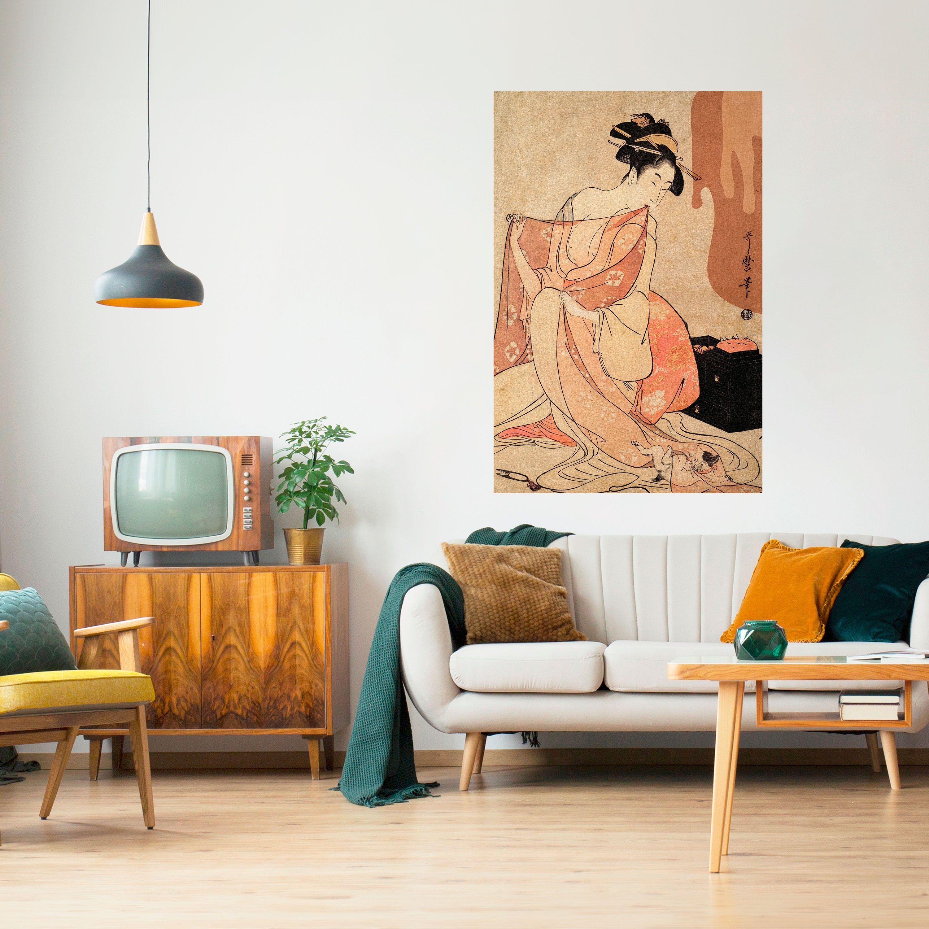 WOMAN, CAT AND EXTRA BROWN Peel and Stick Vertical Poster