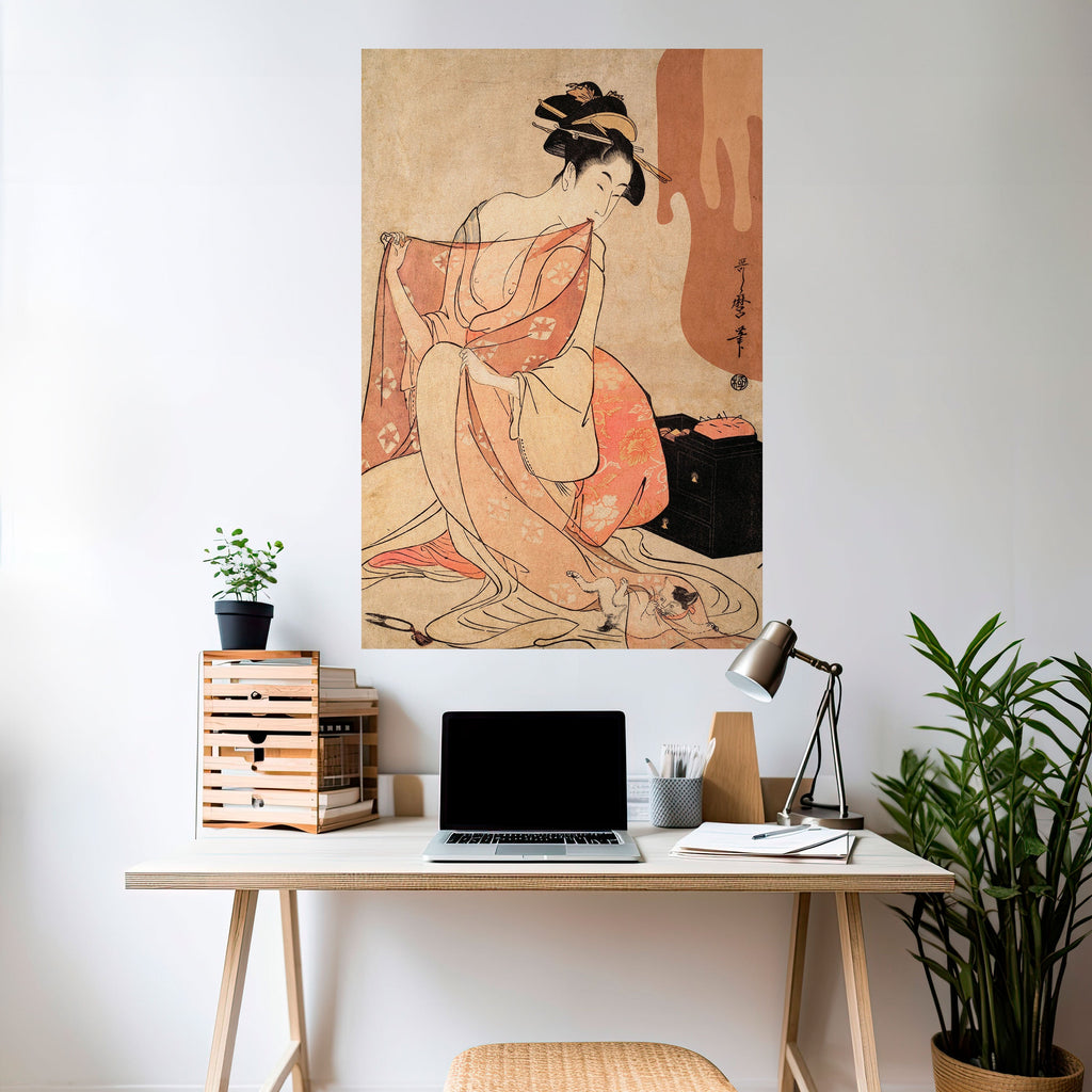WOMAN, CAT AND EXTRA BROWN Peel and Stick Vertical Poster