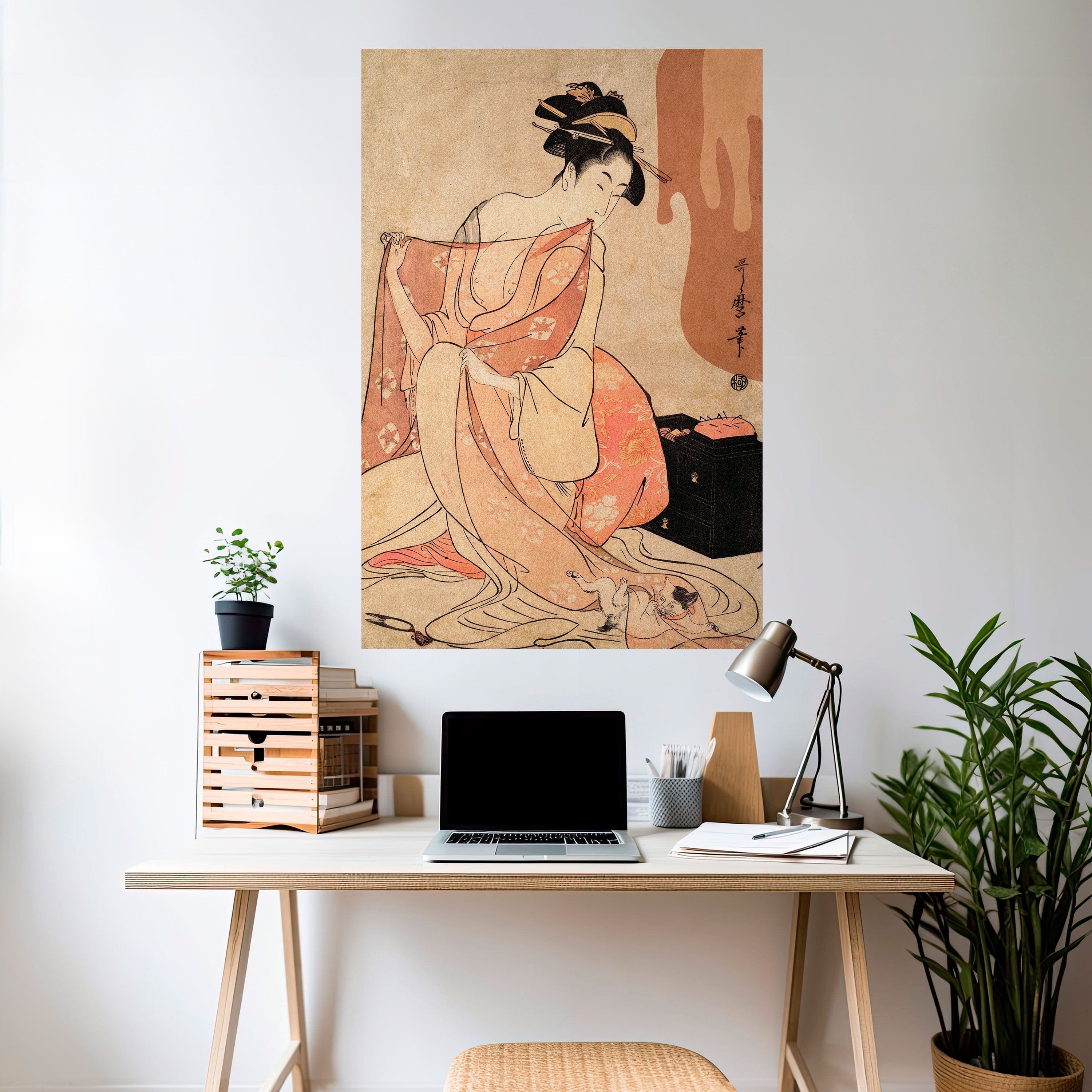WOMAN, CAT AND EXTRA BROWN Peel and Stick Vertical Poster