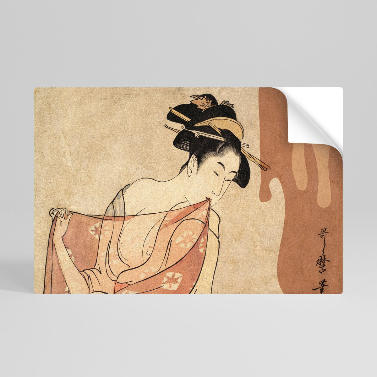 WOMAN, CAT AND EXTRA BROWN Póster Autocolante Horizontal