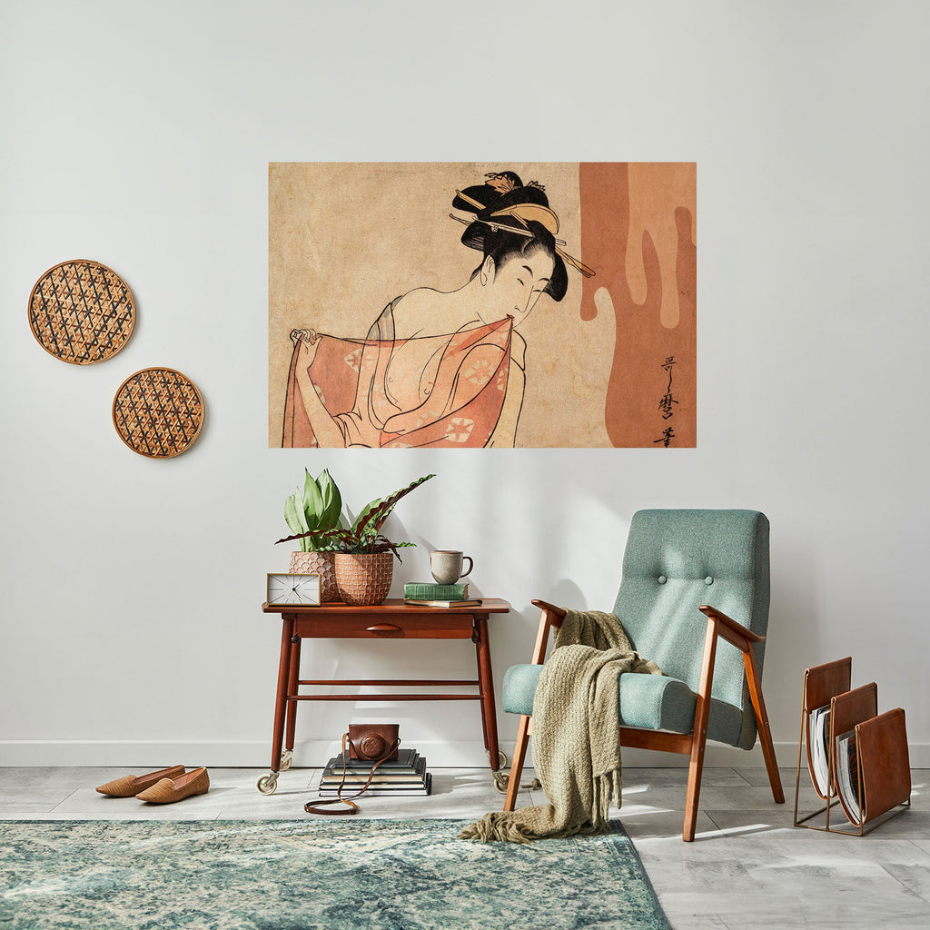 WOMAN, CAT AND EXTRA BROWN Peel and Stick Horizontal Poster