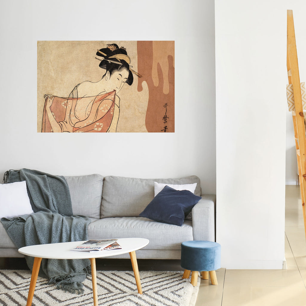 WOMAN, CAT AND EXTRA BROWN Peel and Stick Horizontal Poster