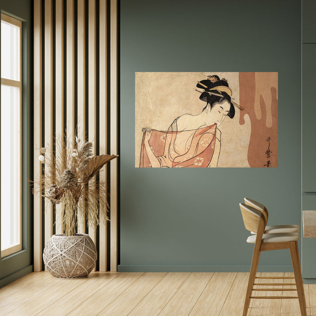 WOMAN, CAT AND EXTRA BROWN Peel and Stick Horizontal Poster