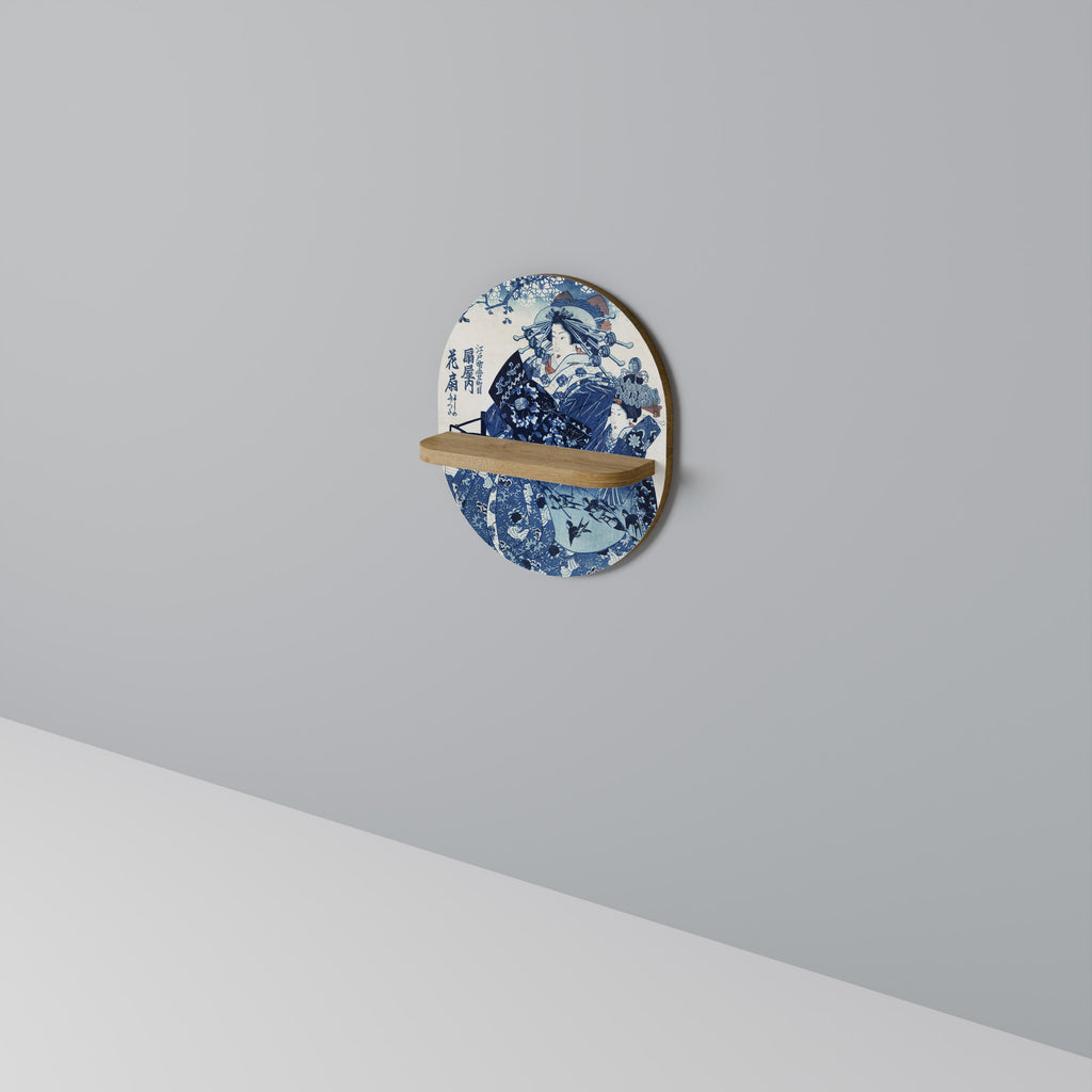JAPANESE WOMAN Prateleira Oval Decorativa em Efeito Carvalho