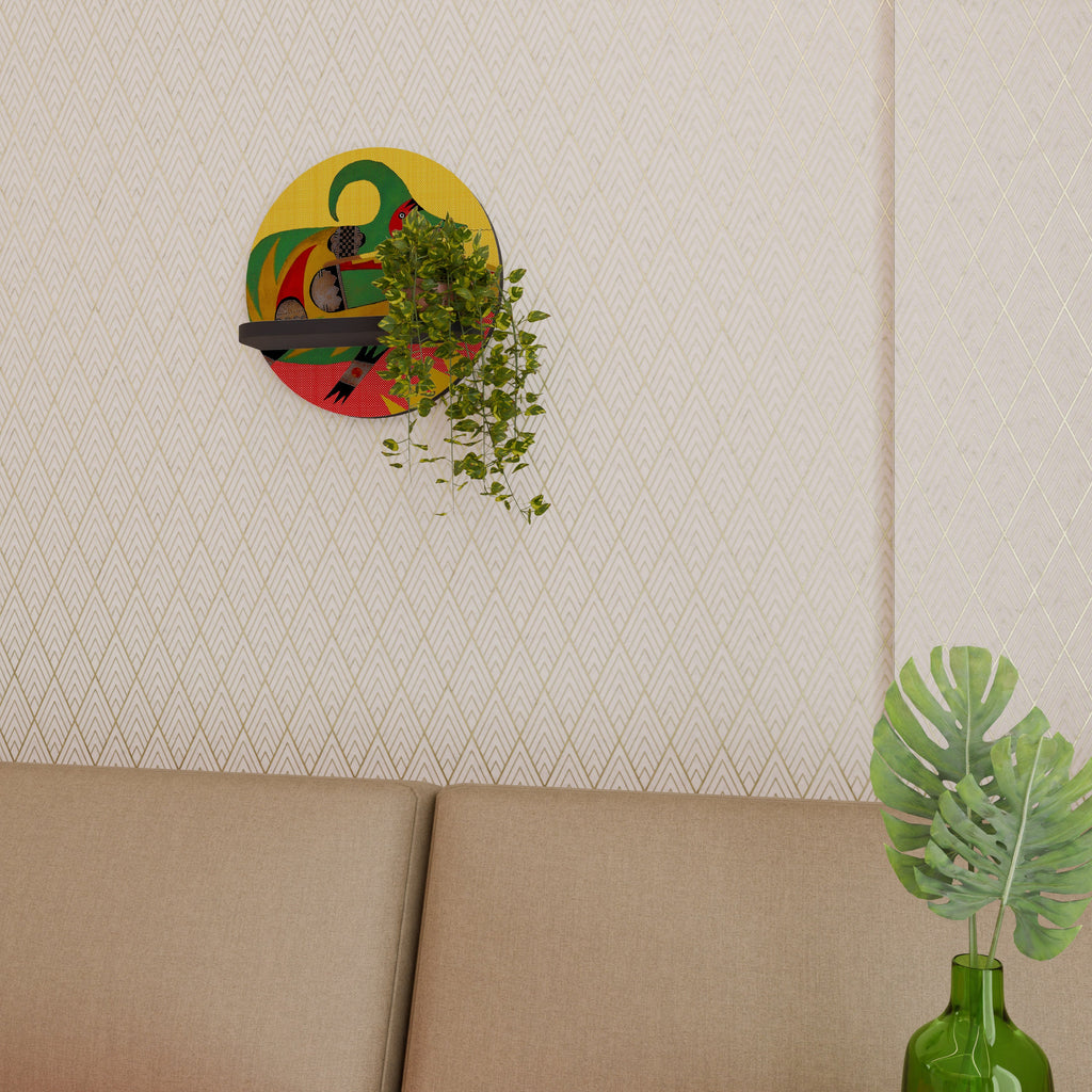 EXPRESSIVE AVANYU Prateleira Redonda Decorativa em Acabamento Preto