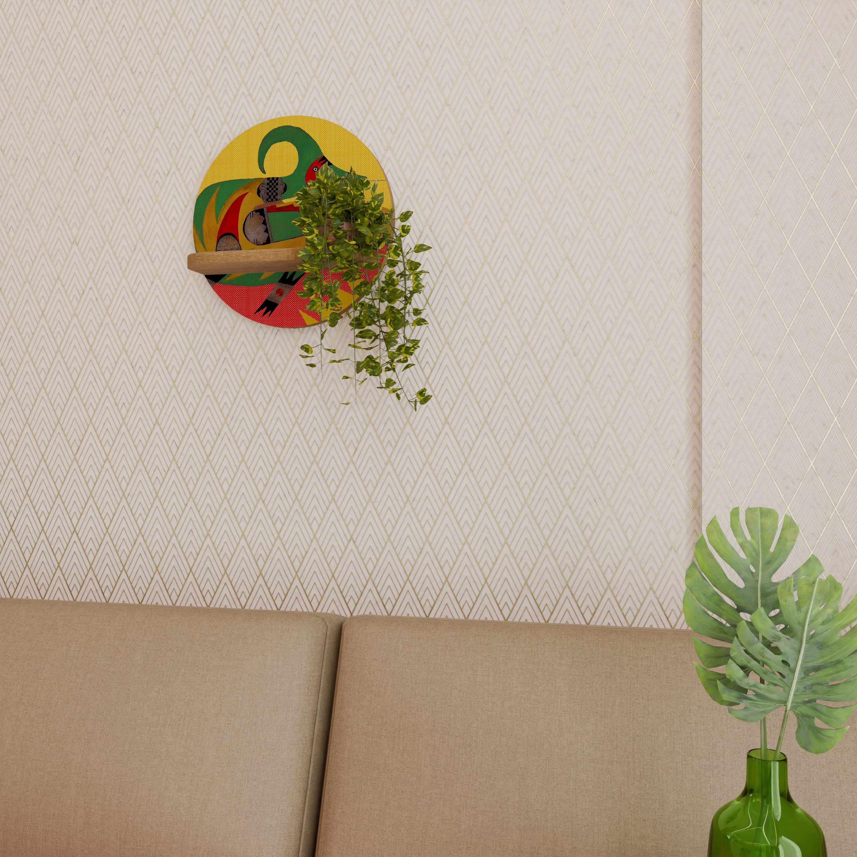 EXPRESSIVE AVANYU Prateleira Redonda Decorativa em Efeito Carvalho