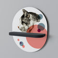 BUBBLE CAT SKETCH Prateleira Oval Decorativa em Acabamento Preto