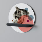 BUBBLE CAT SKETCH Prateleira Redonda Decorativa em Acabamento Preto