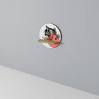 BUBBLE CAT SKETCH Prateleira Redonda Decorativa em Efeito Carvalho