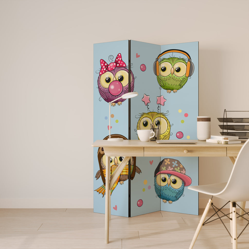 OWLY SQUAD Biombo de 3 Painéis