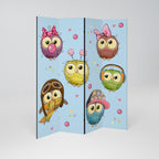 OWLY SQUAD Decorative 4-Panel Room Divider
