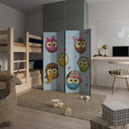 OWLY SQUAD Decorative 4-Panel Room Divider