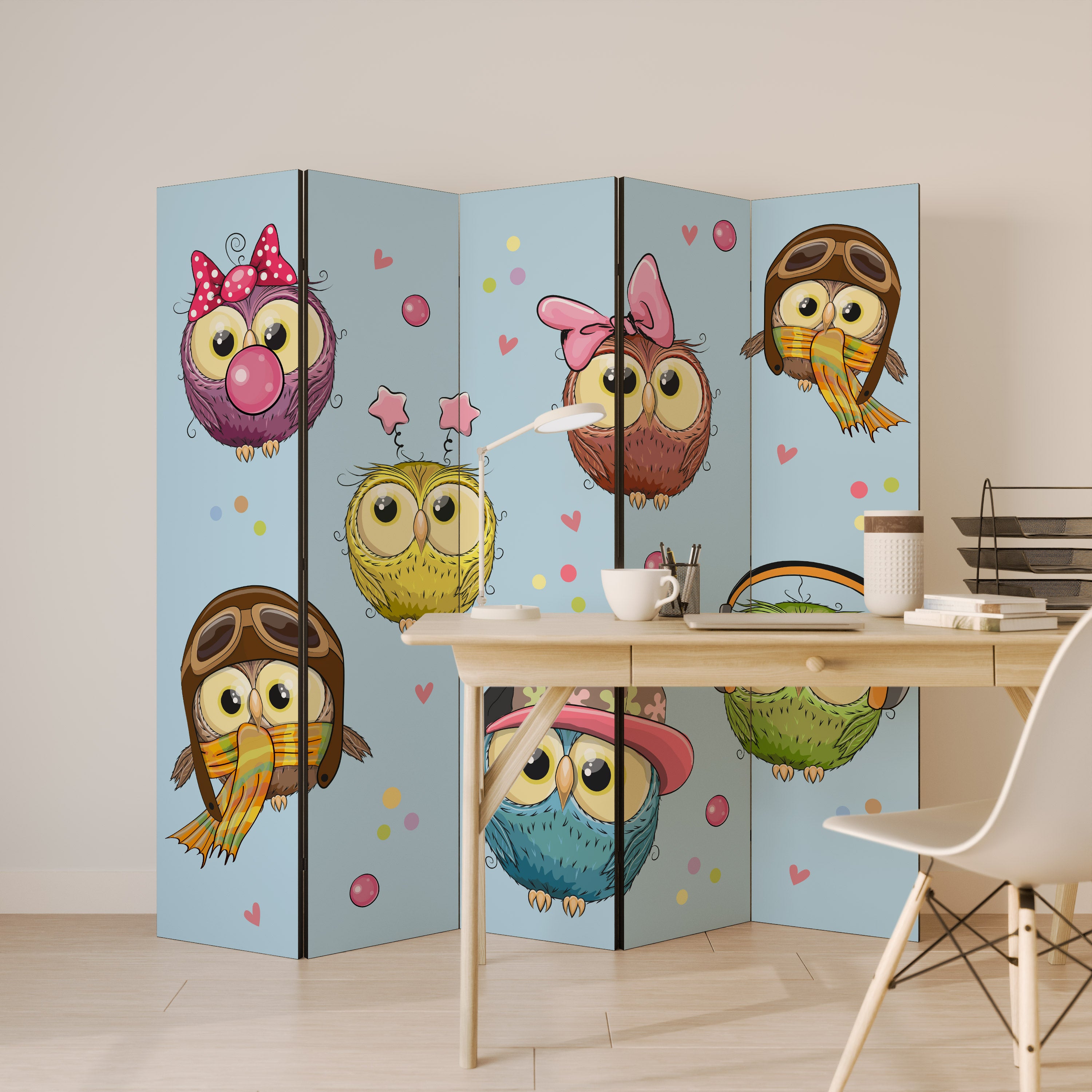 OWLY SQUAD 5-Panel Room Divider