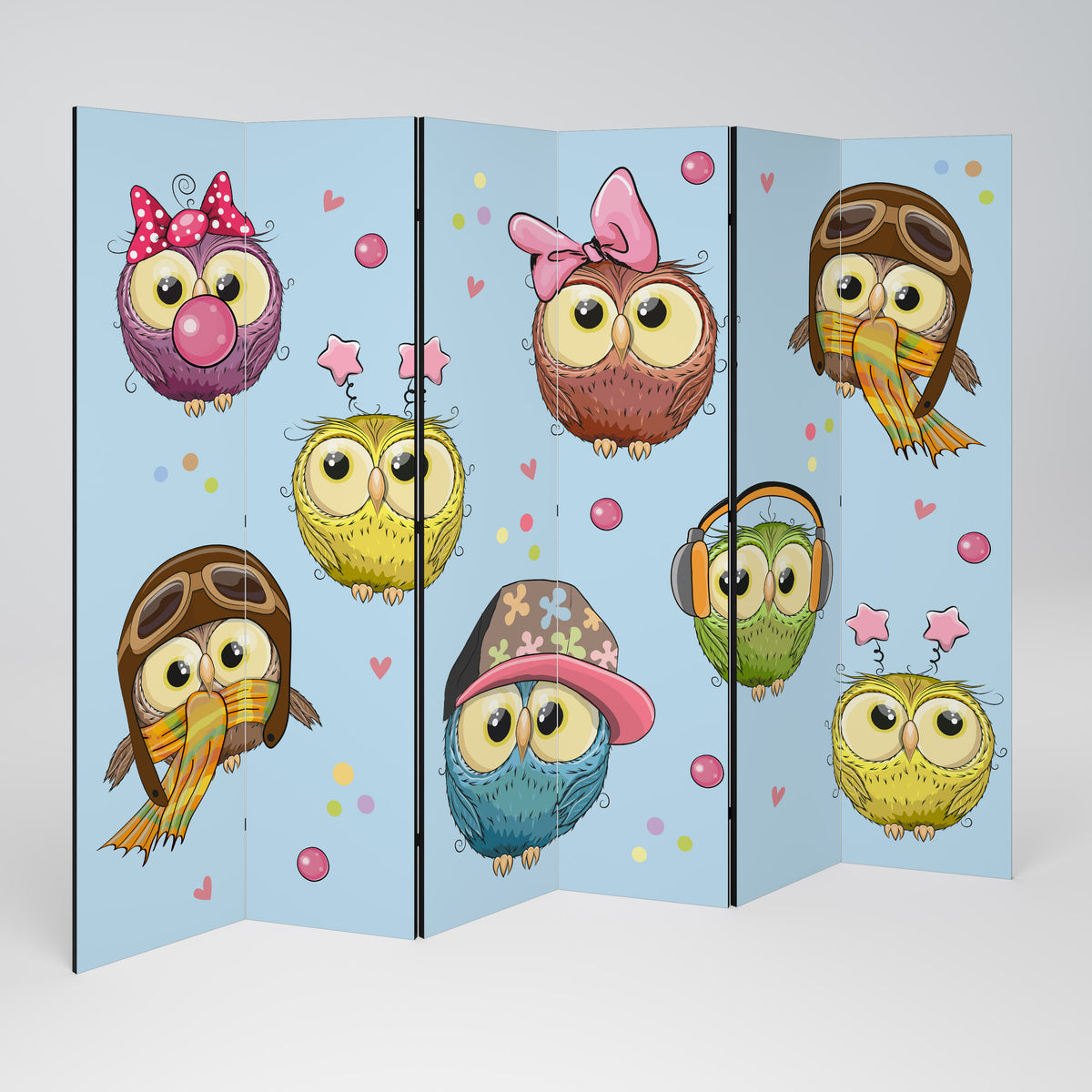OWLY SQUAD Biombo de 6 Painéis