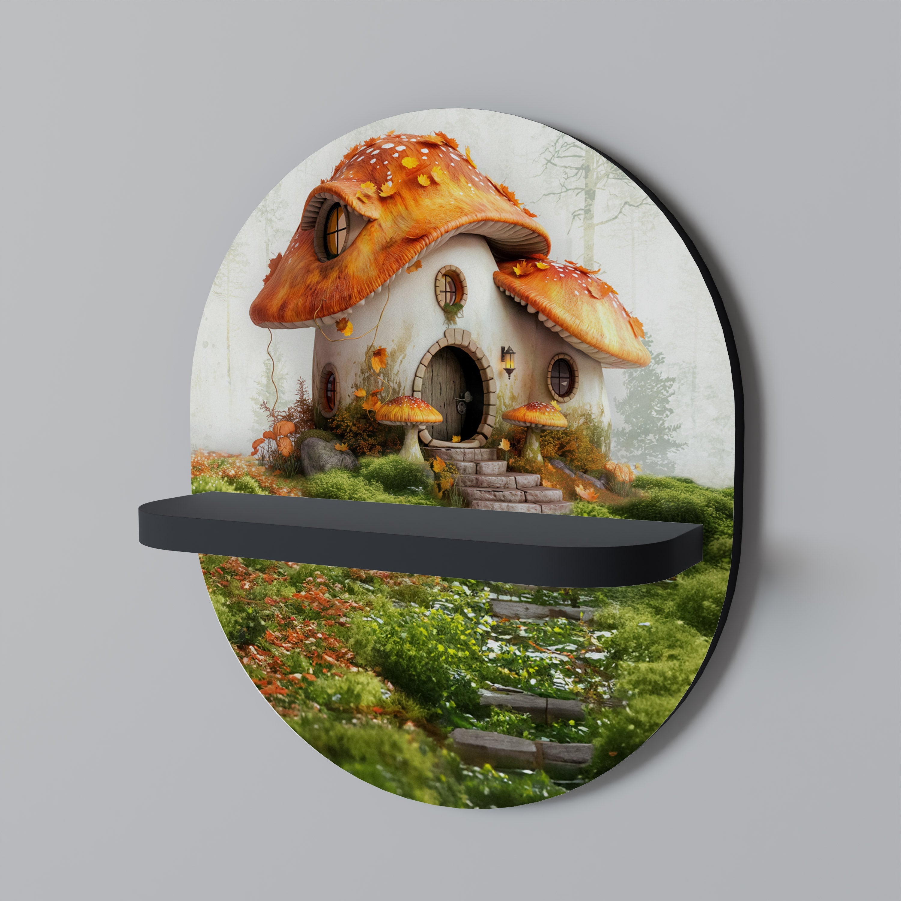 MYSTIC TOADSTOOL Prateleira Oval Decorativa em Acabamento Preto