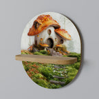 MYSTIC TOADSTOOL Prateleira Oval Decorativa em Efeito Carvalho
