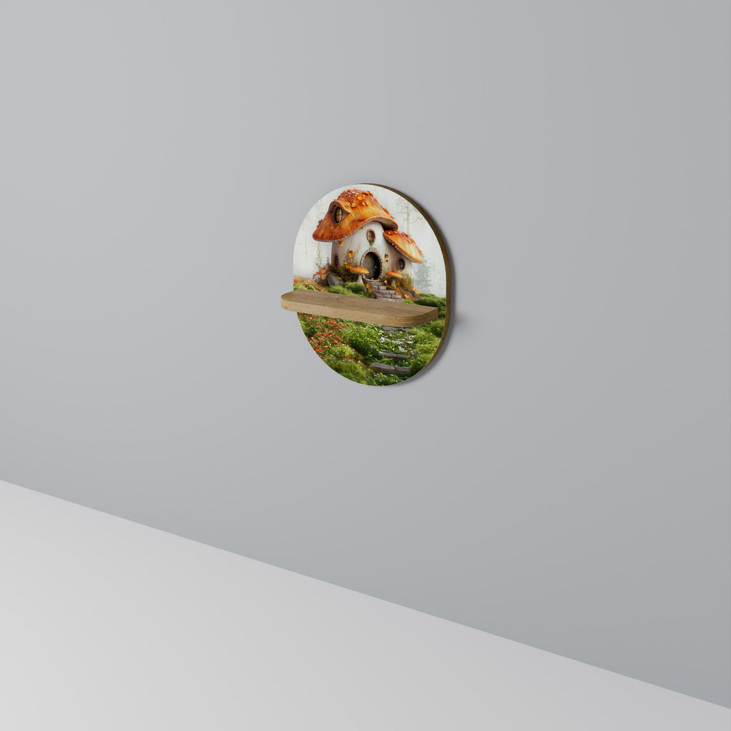MYSTIC TOADSTOOL Prateleira Oval Decorativa em Efeito Carvalho