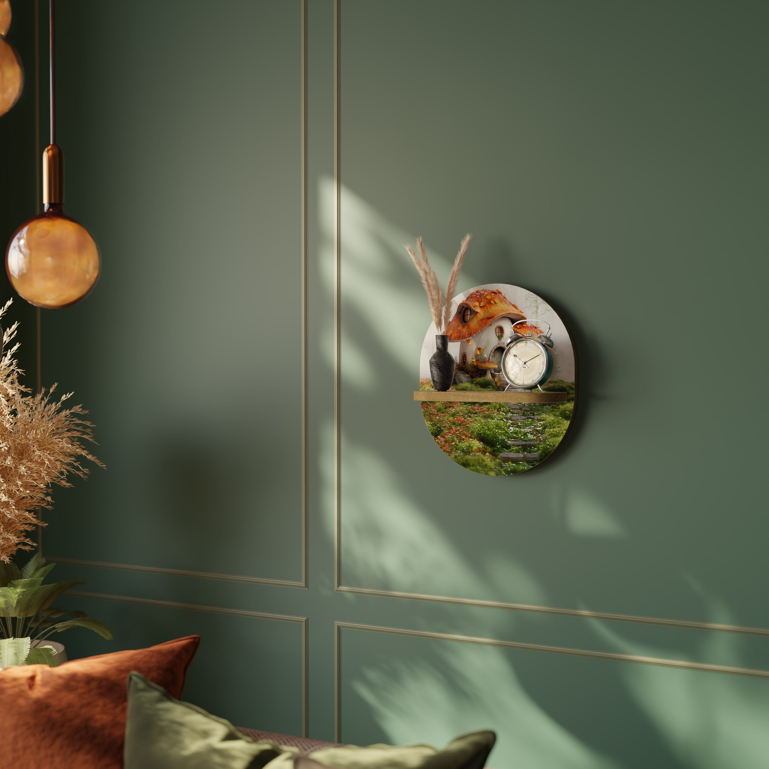 MYSTIC TOADSTOOL Prateleira Oval Decorativa em Efeito Carvalho