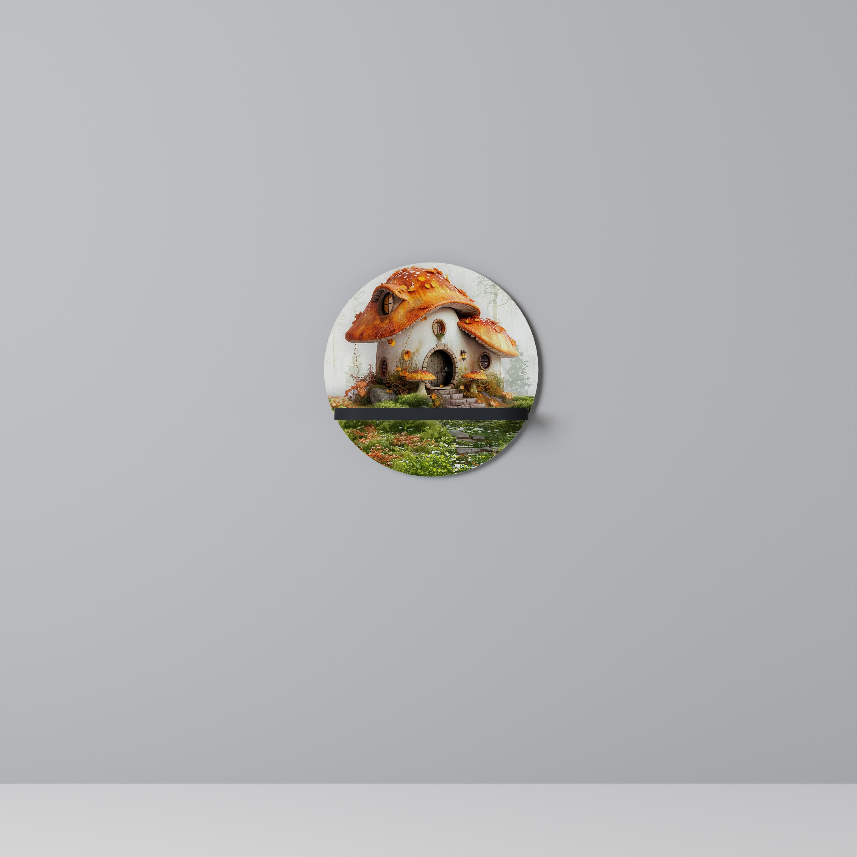 MYSTIC TOADSTOOL Prateleira Redonda Decorativa em Acabamento Preto