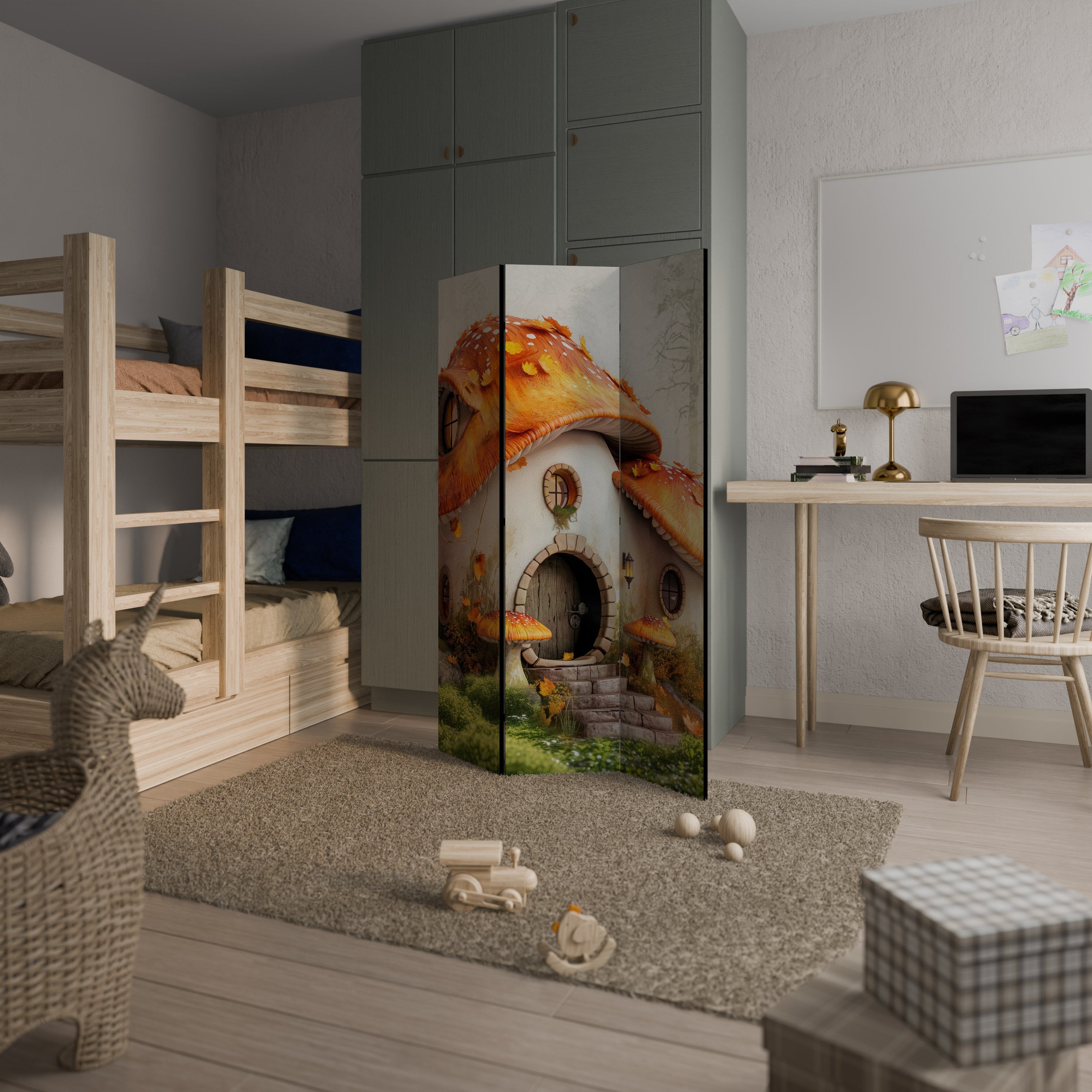 MYSTIC TOADSTOOL Decorative 3-Panel Room Divider