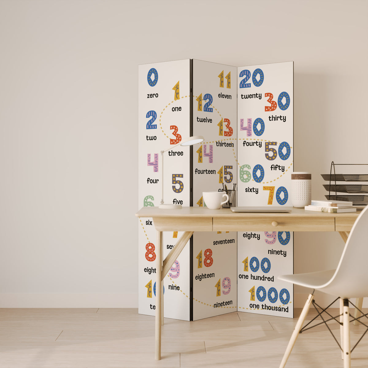 COUNTING LESSON Biombo de 3 Painéis