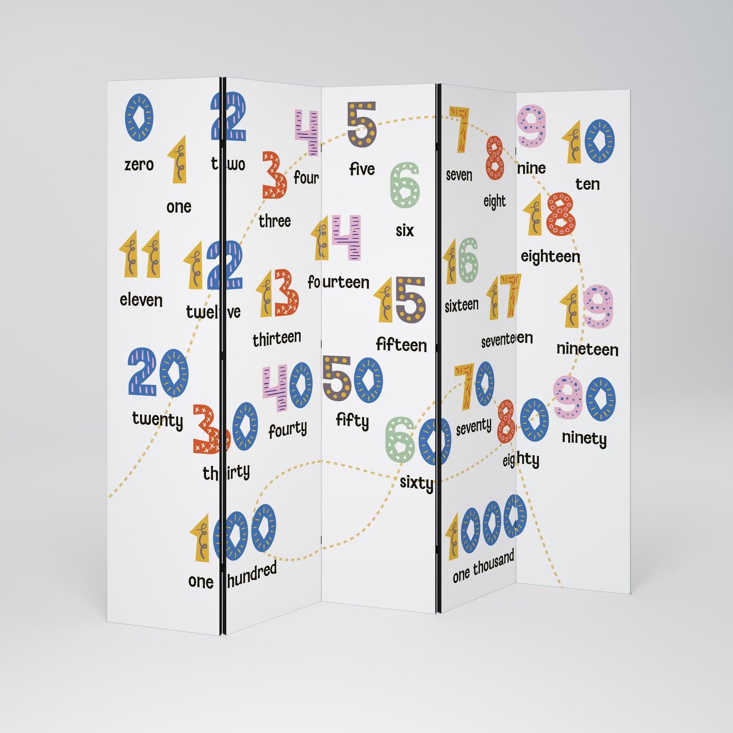 COUNTING LESSON Biombo de 5 Painéis