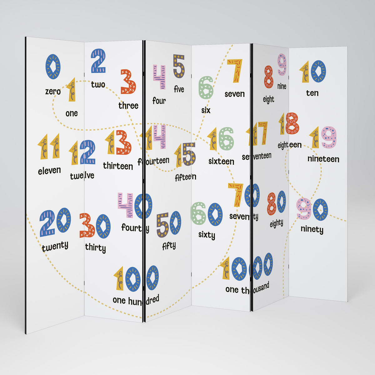 COUNTING LESSON Biombo de 6 Painéis
