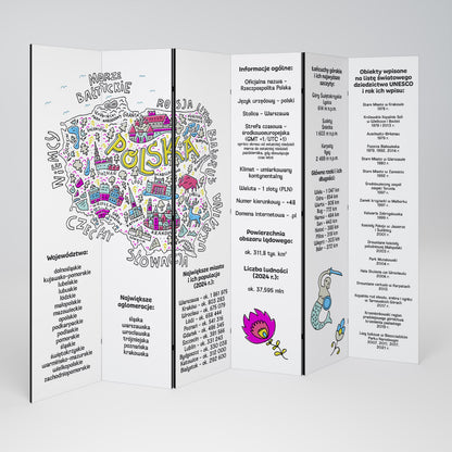 POLAND INFO Biombo de 6 Painéis
