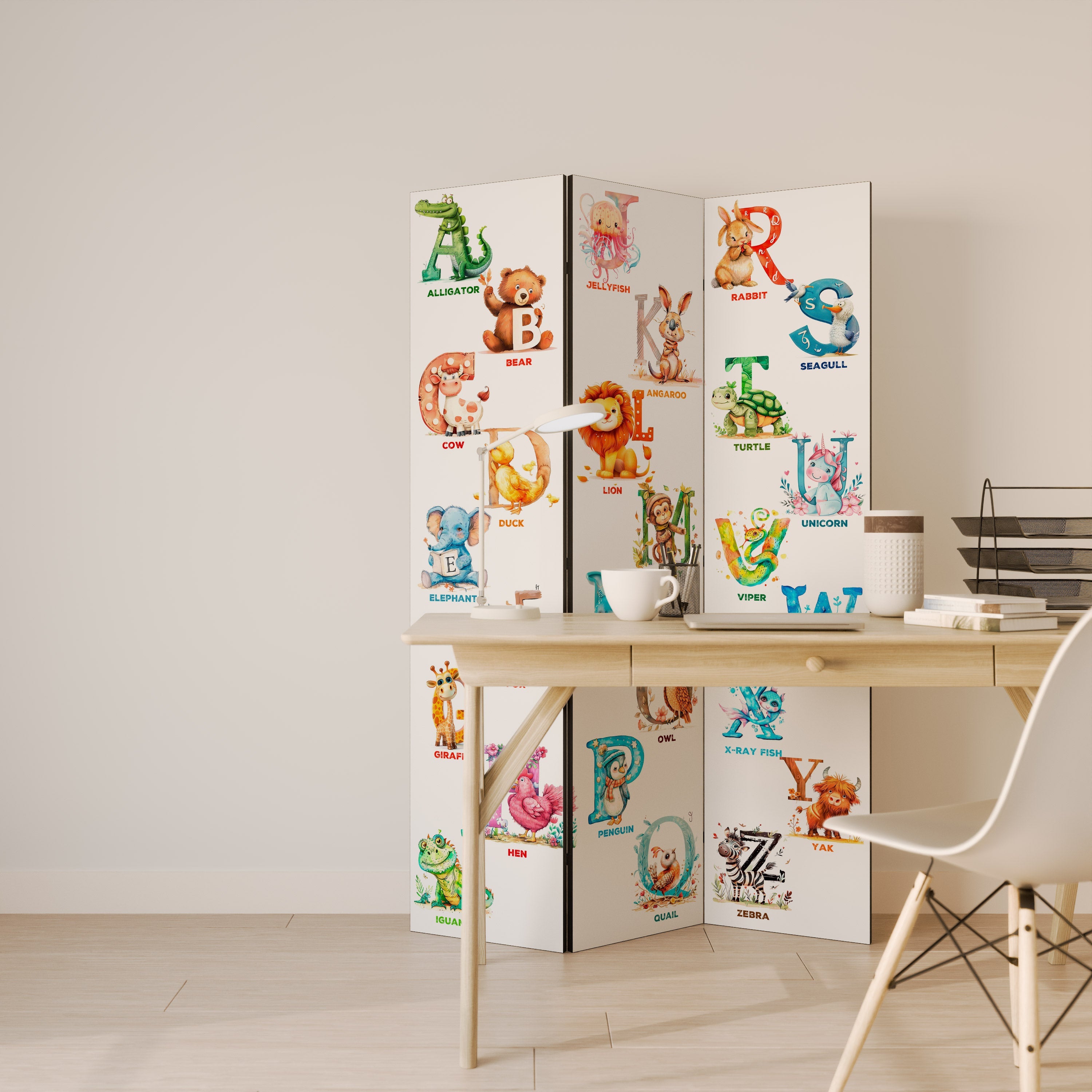 JOYFUL LETTERS Decorative 3-Panel Room Divider