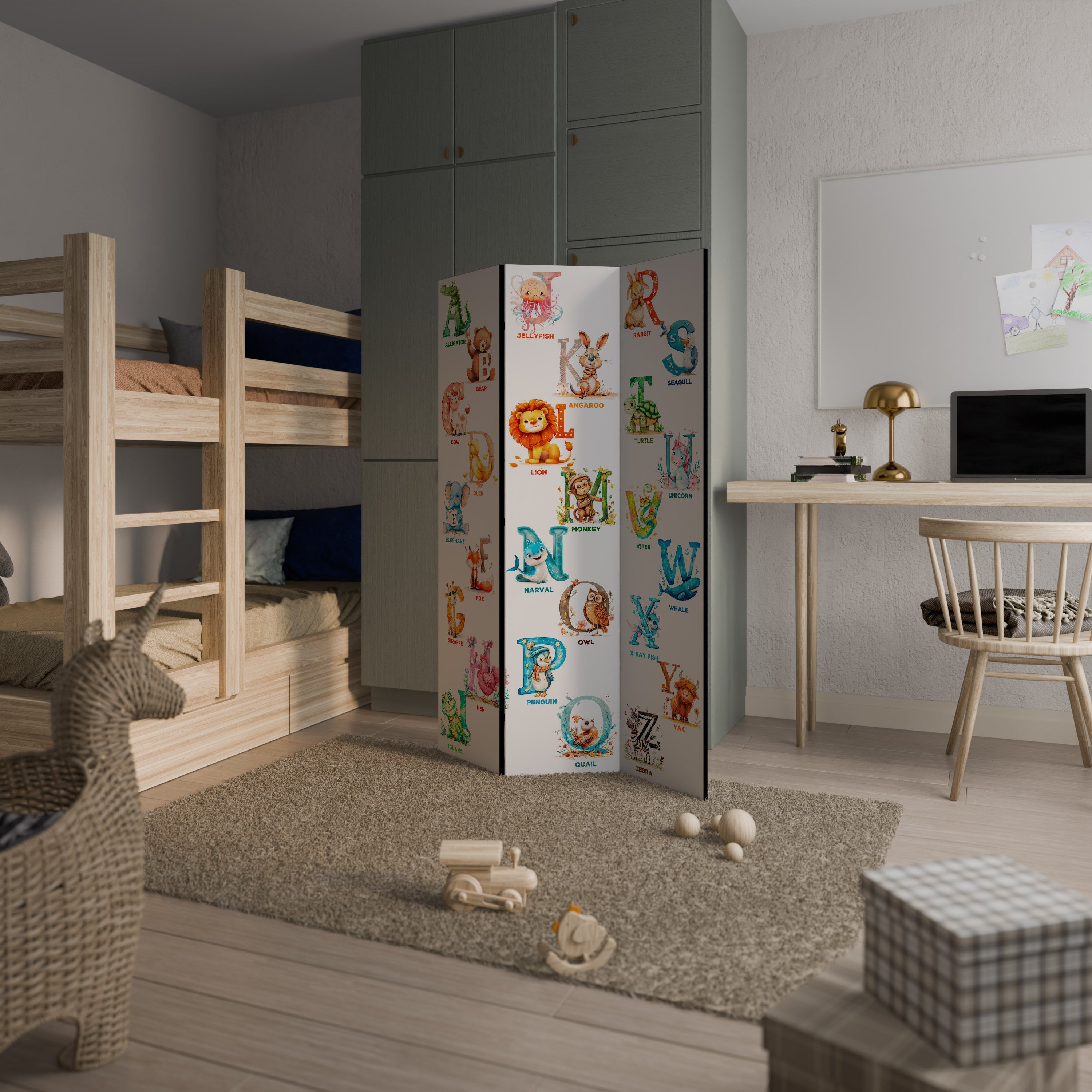 JOYFUL LETTERS Decorative 3-Panel Room Divider