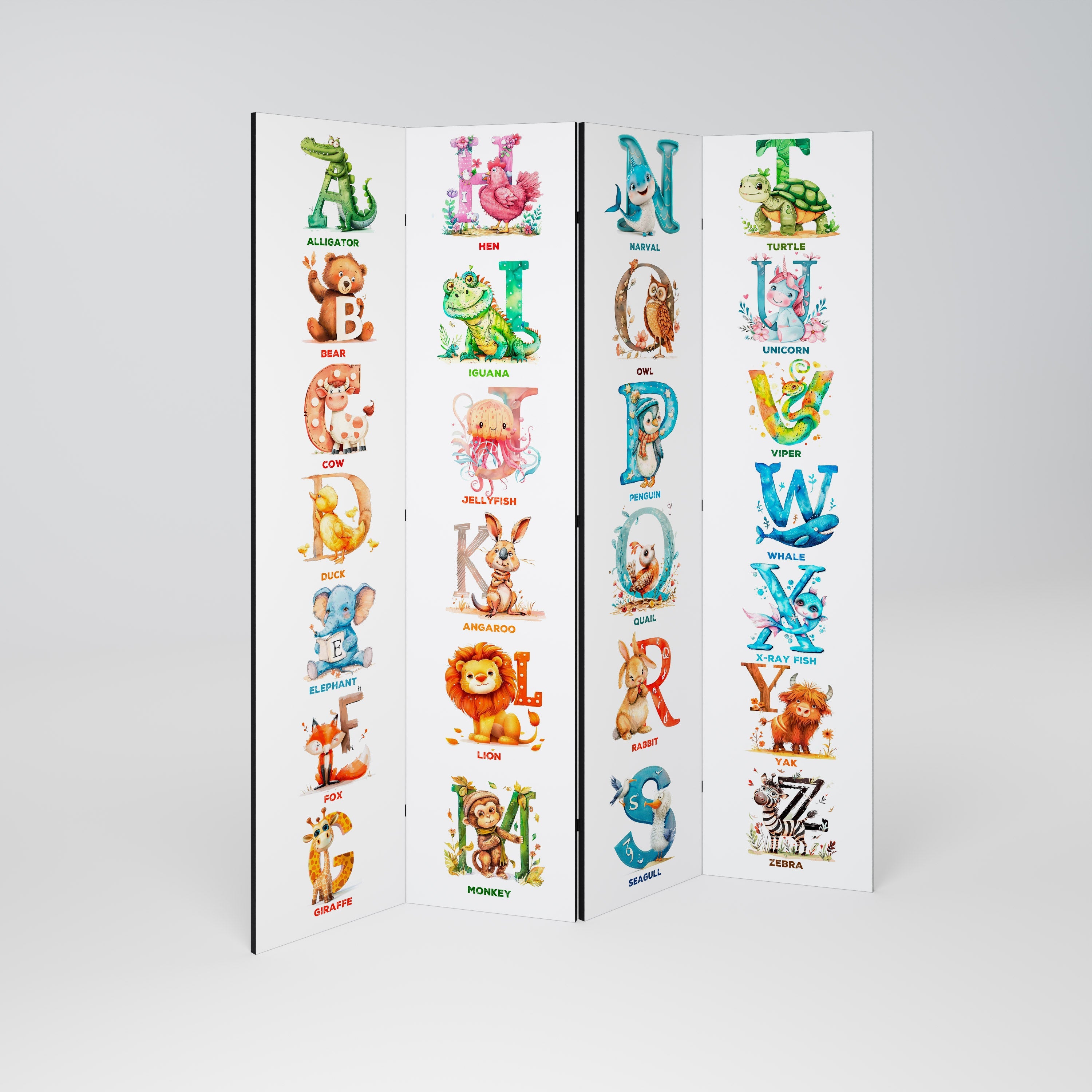 JOYFUL LETTERS Decorative 4-Panel Room Divider