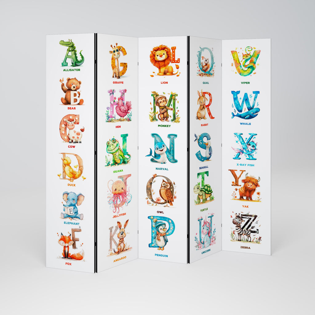 JOYFUL LETTERS Decorative 5-Panel Room Divider