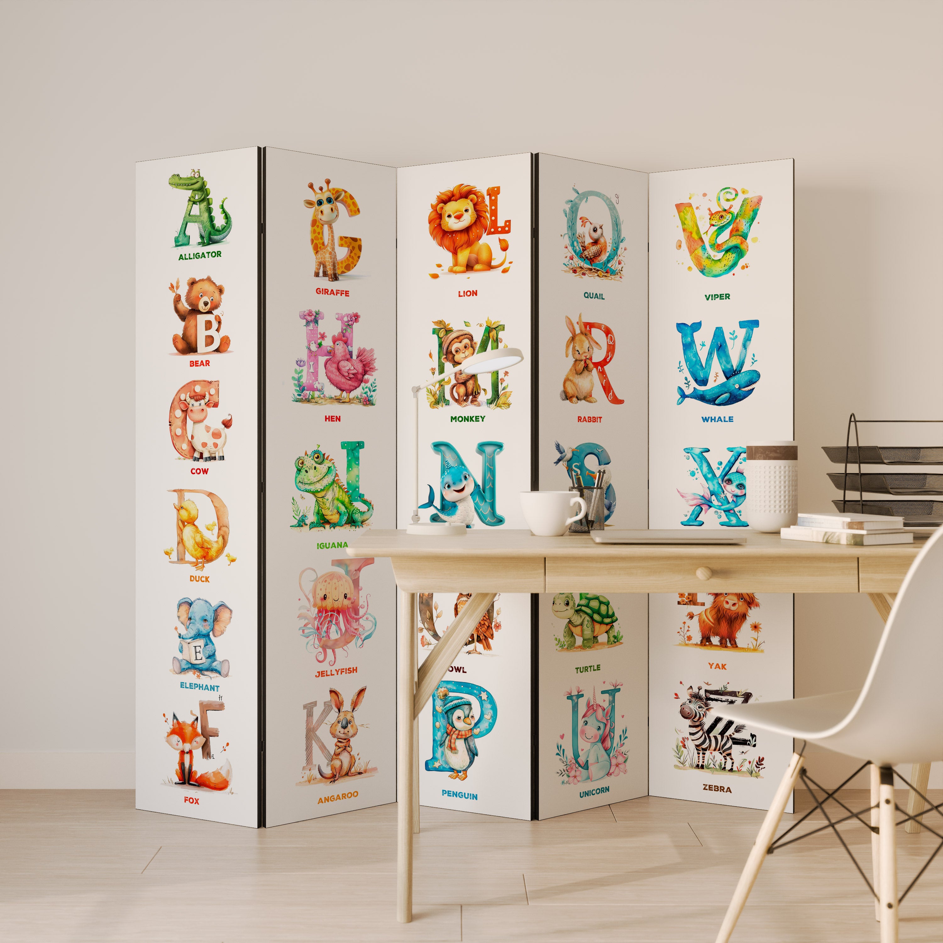 JOYFUL LETTERS 5-Panel Room Divider