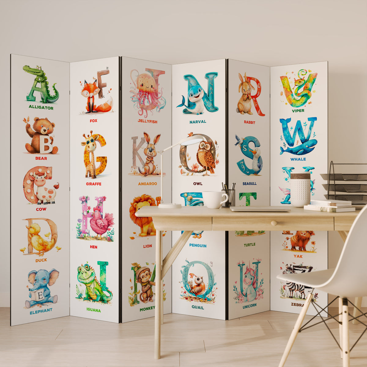 JOYFUL LETTERS Biombo de 6 Painéis
