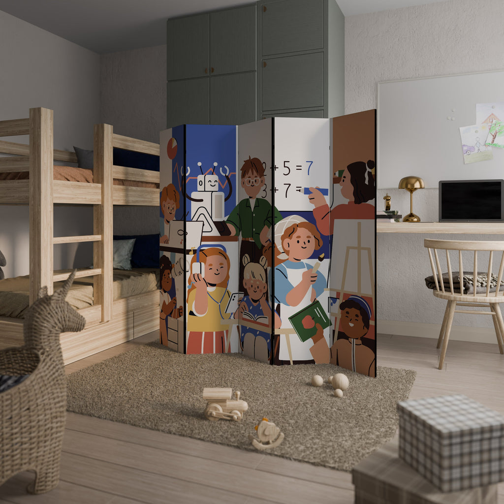 SCHOOL VIBE Decorative 5-Panel Room Divider