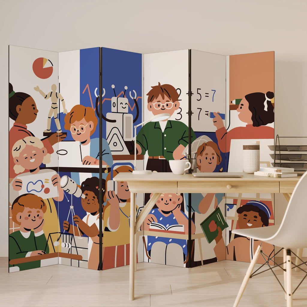 SCHOOL VIBE Biombo Decorativo de 6 Painéis