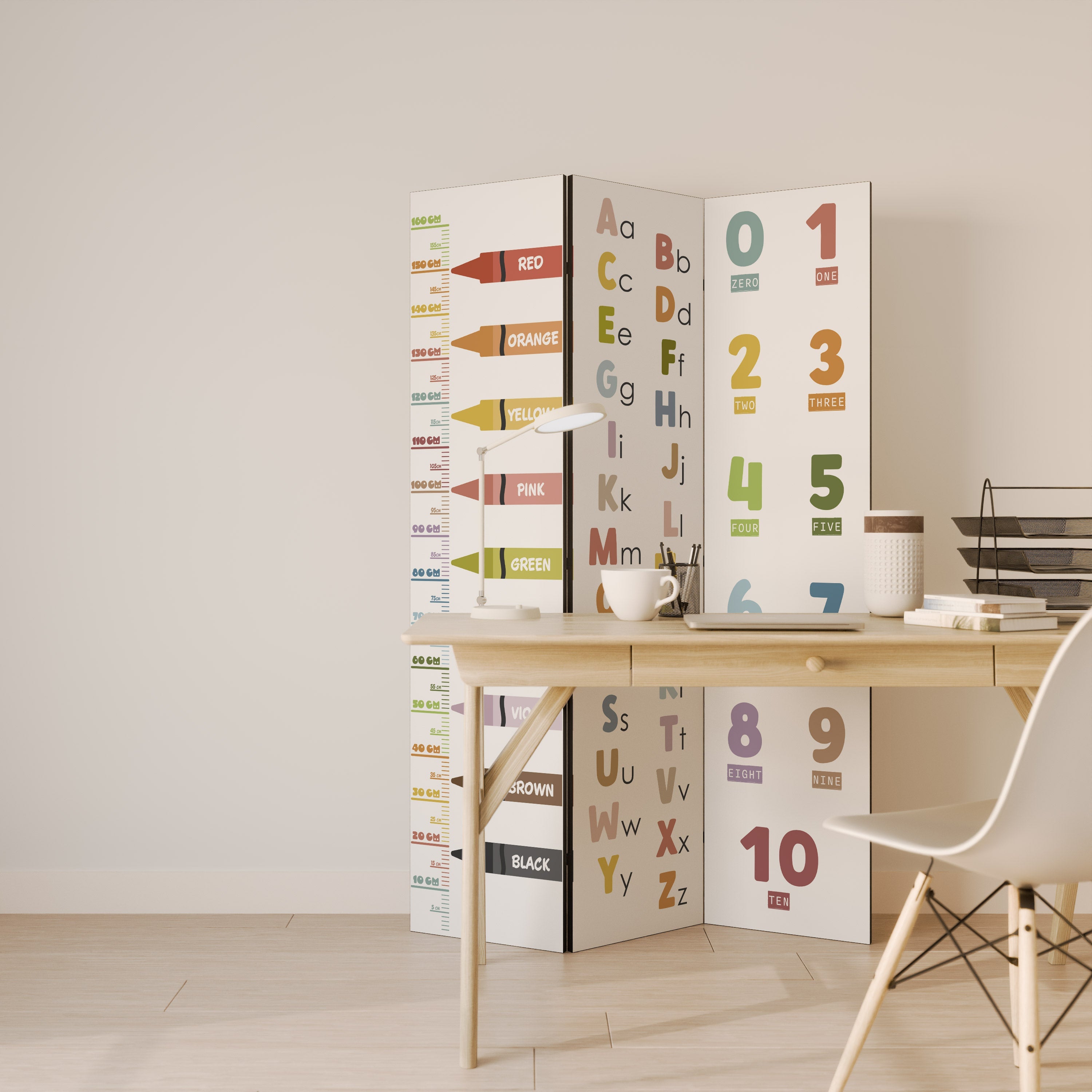 HAPPY LANGUAGE Decorative 3-Panel Room Divider