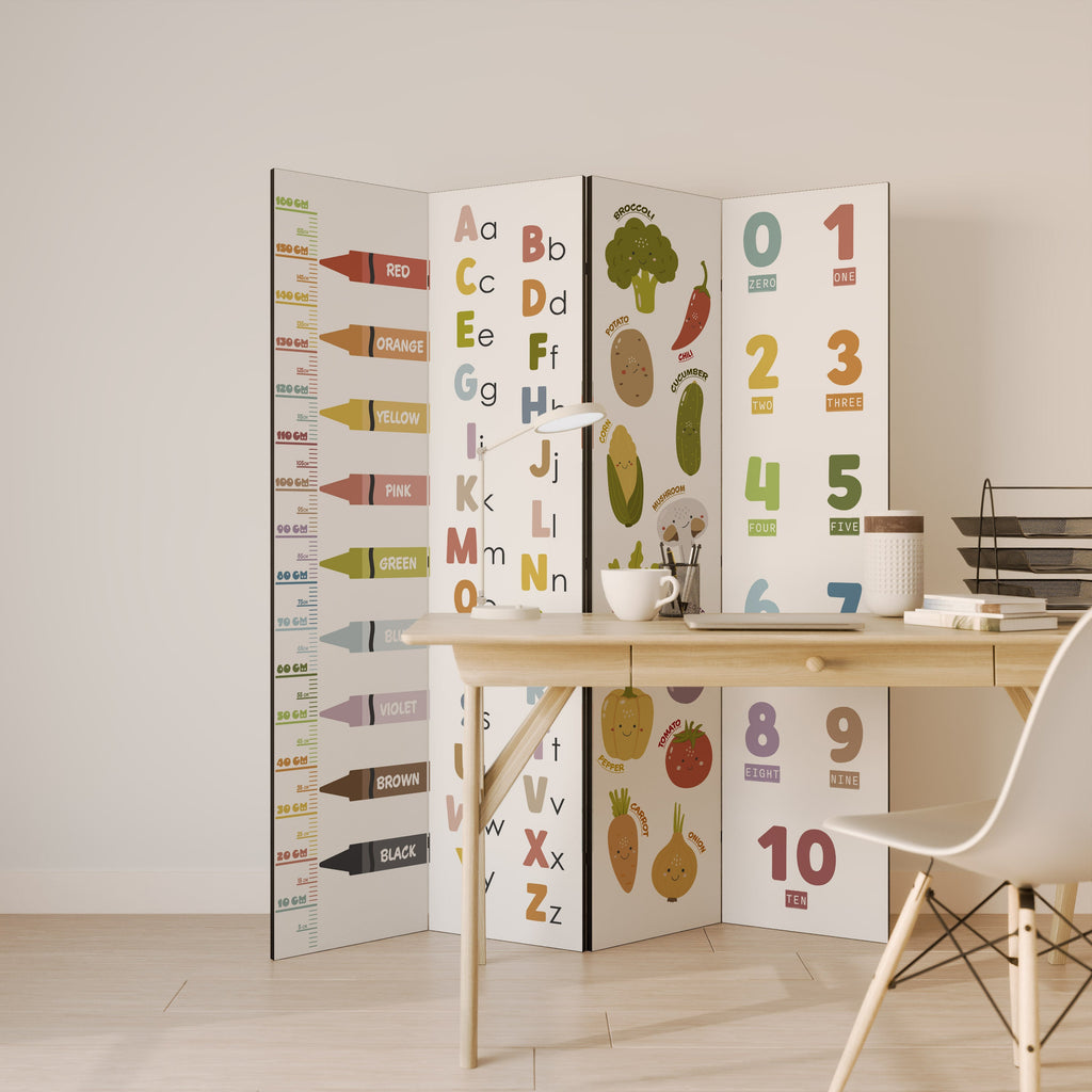 HAPPY LANGUAGE Decorative 4-Panel Room Divider