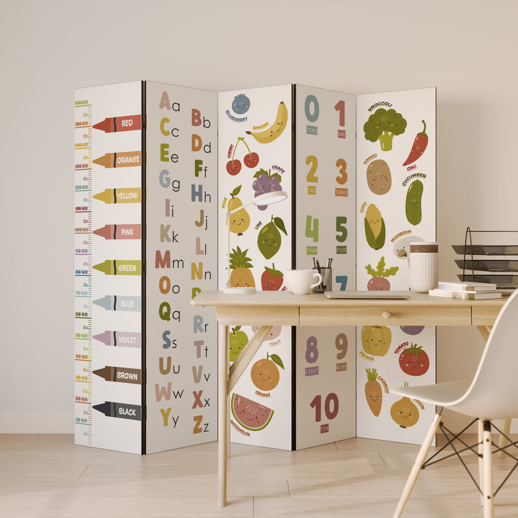 HAPPY LANGUAGE Decorative 5-Panel Room Divider