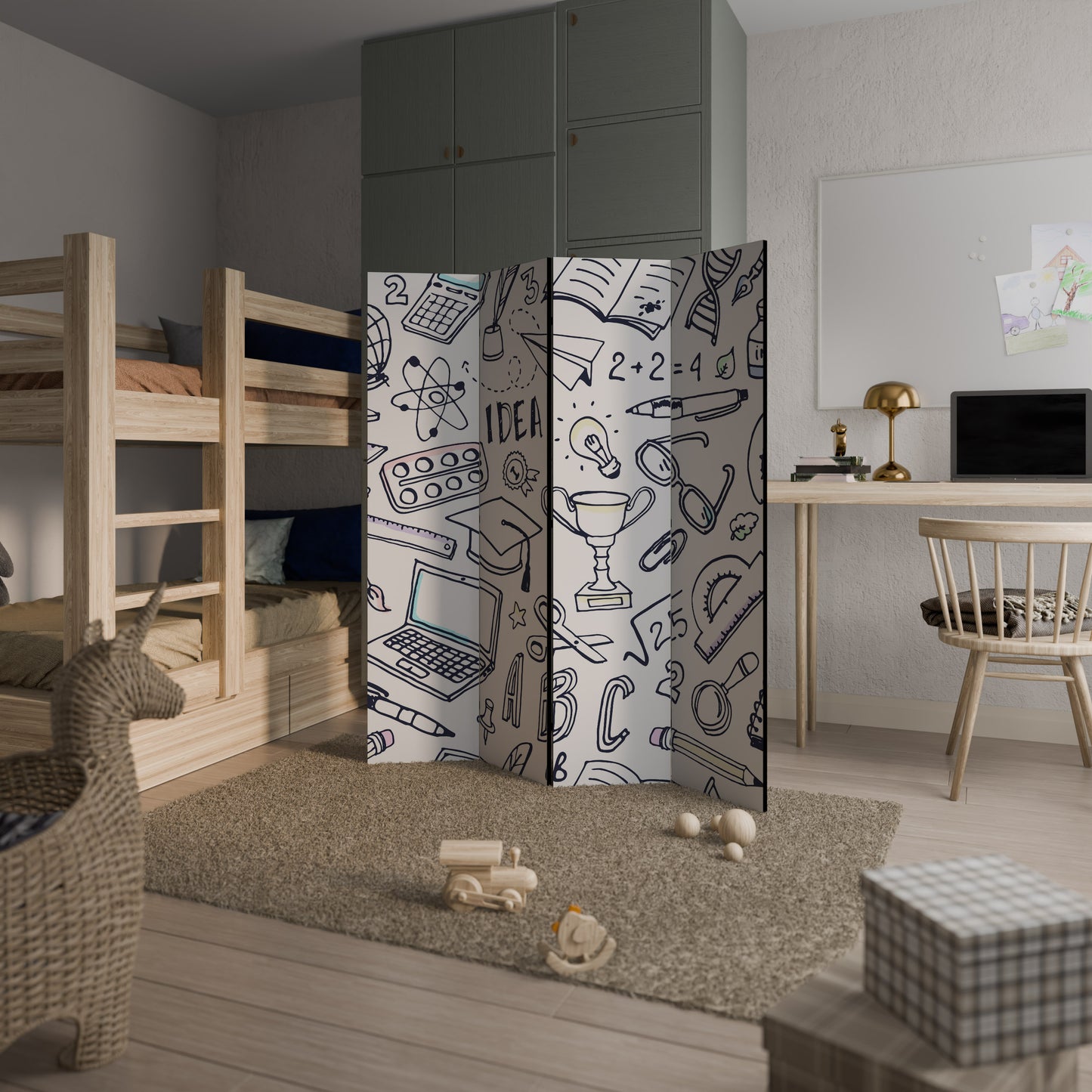 SCHOOL STUFF 4-Panel Room Divider