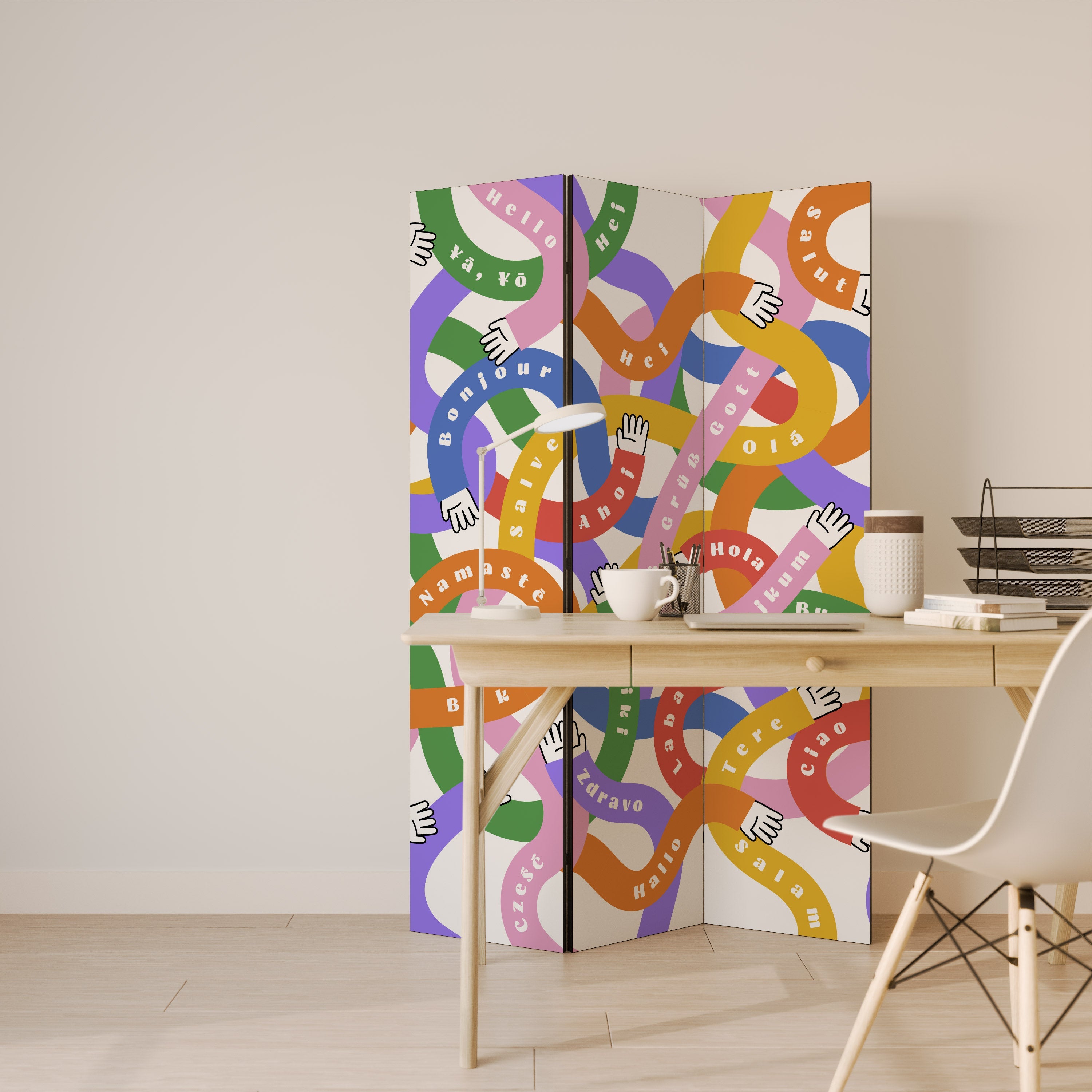 HELLO THERE Decorative 3-Panel Room Divider