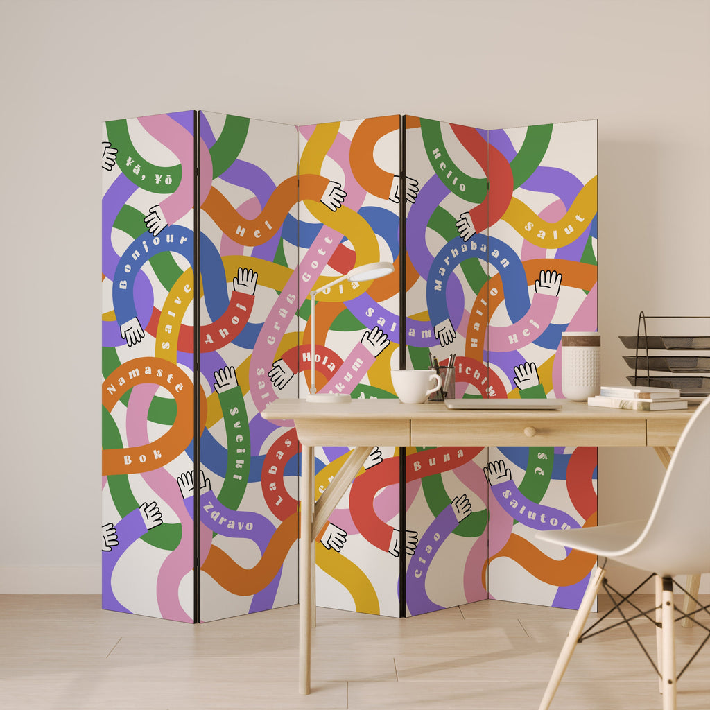 HELLO THERE Decorative 5-Panel Room Divider