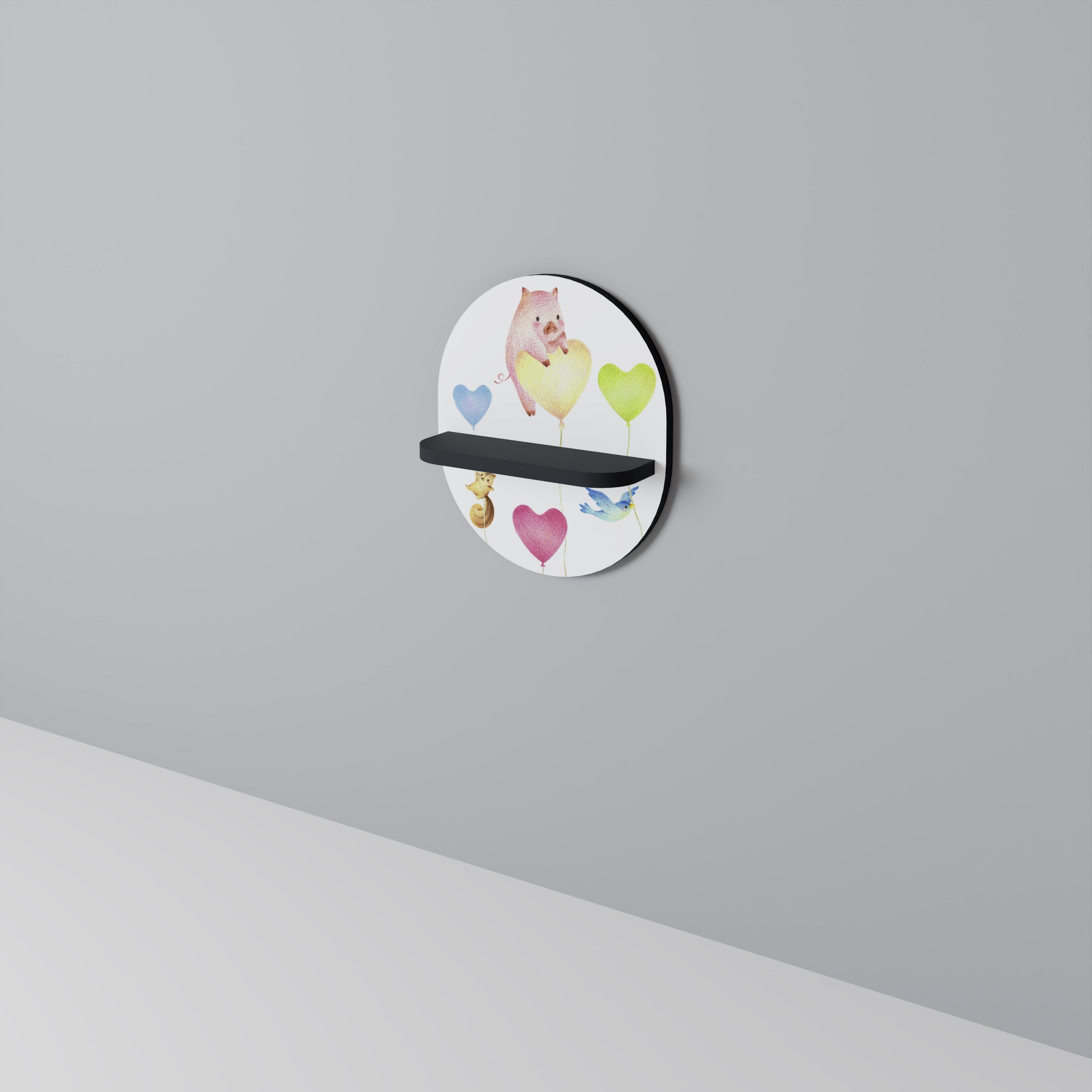 BALLOON FRIENDS Prateleira Oval Decorativa em Acabamento Preto